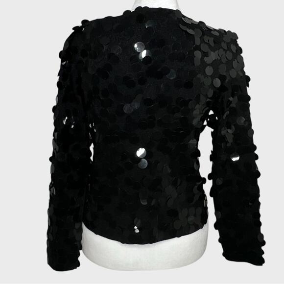 Joseph A Black Silk Bangle Sequin Cardigan S Petite NYE Party Retro Whimsical - Picture 2 of 10